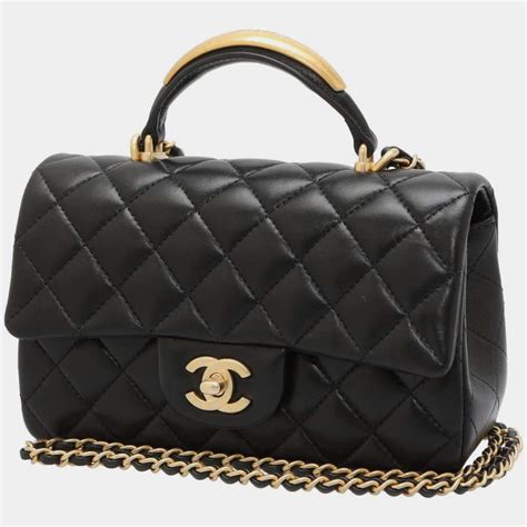 chanel black 2022 mini top handle flap bag|chanel mini flap bag rectangular.